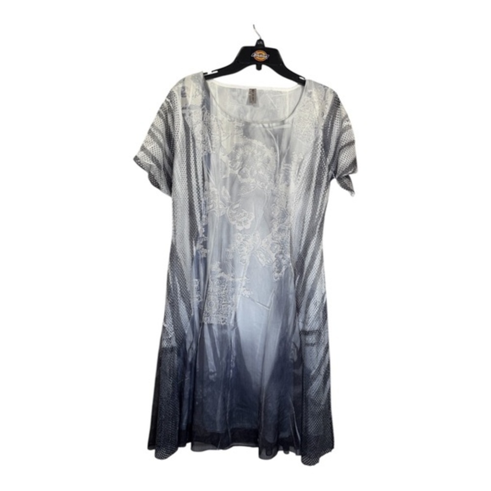 Miss Nikky Dress Womens Size Mediu Grey Chiffon Goth Boho Hippie Short Sleeve